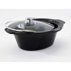 FRITEL Family Slow Cooker 5.5L - Black/Chrome - Perfect for Effortless Cooking & Family Meals!